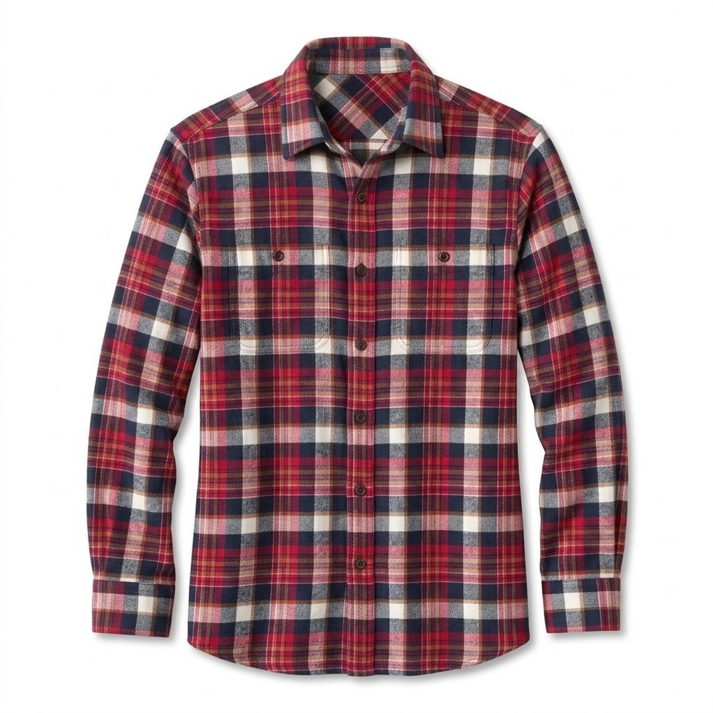 Orvis Men's MEDIUM Red Plaid Flannel Button Down Shirt 100% Cotton Long Sleeve